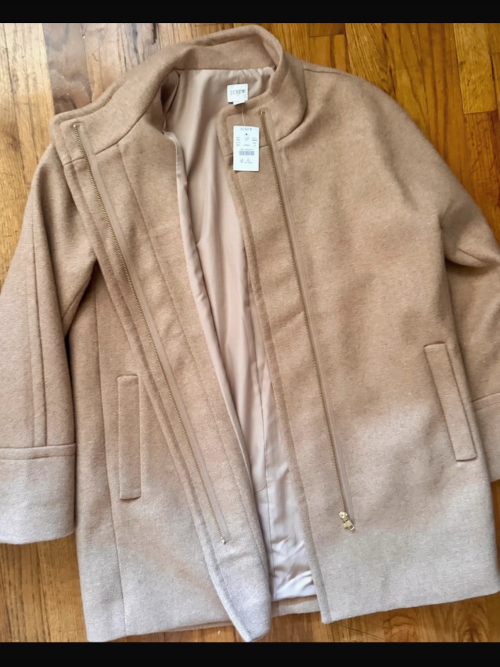 J. Crew Women’s Wool-Blend Stand Collar Coat in Camel NWT Size 15